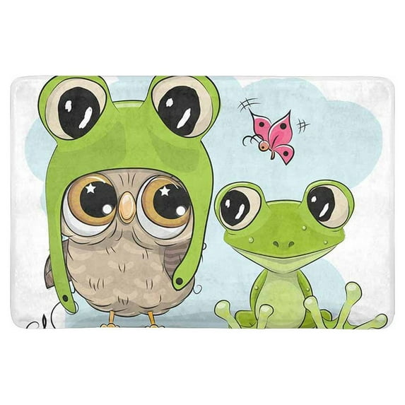 MKHERT Owl and Frog Doormat Rug Home Decor Floor Mat Bath Mat 23.6x15.7 inch