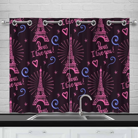 MKHERT Pairs I Love You Window Curtain Kitchen Curtains Window Treatments 26x39 inch,Set of 2