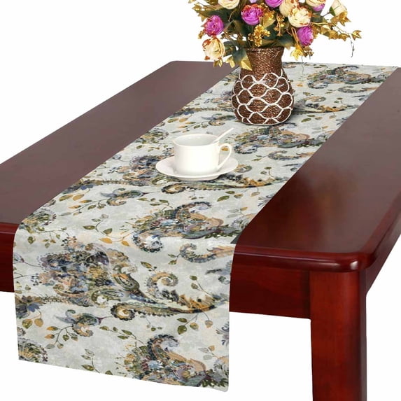 MKHERT Paisley Floral Ornamental Ethnic 2 Table Runner Home Decor for Home Kitchen Wedding Party Banquet Decoration 16x72 Inch