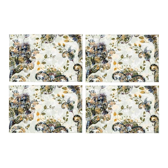MKHERT Paisley Floral Ornamental Ethnic Placemats Table Mats for Dining Room Kitchen Table Decoration 12x18 inch,Set of 4