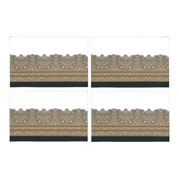 MKHERT Paisley Tribal Ethnic Floral Ornament Placemats Table Mats for Dining Room Kitchen Table Decoration 12x18 inch,Set of 4