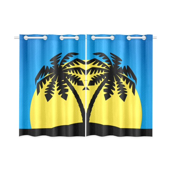 MKHERT Palm Tree Window Curtain Kitchen Curtains Window Treatments 26x39 inch,Set of 2