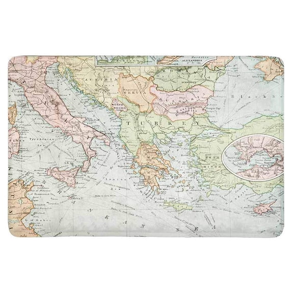 MKHERT Panoramic View of an Antique Map Historical Art Doormat Rug Home Decor Floor Mat Bath Mat 23.6x15.7 inch