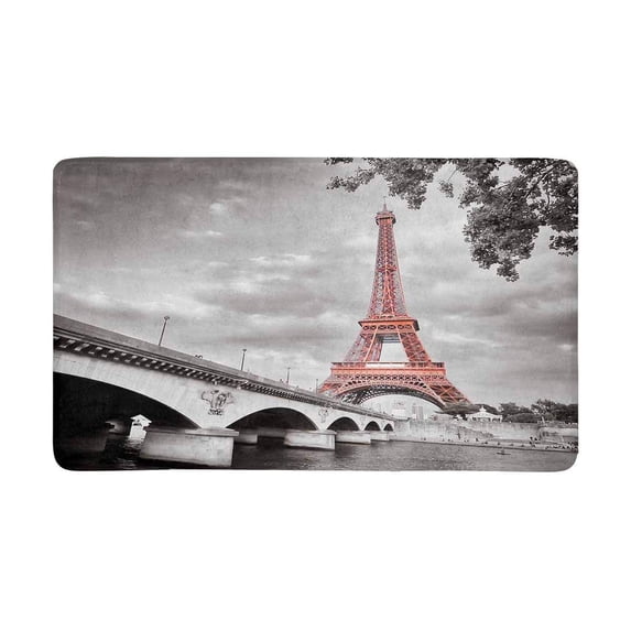MKHERT Paris Eiffel Tower in Monochrome Style with Selective Colorization Doormat Rug Home Decor Floor Mat Bath Mat 30x18 inch