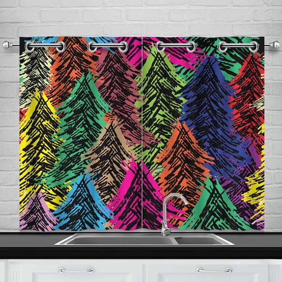 MKHERT Pattern Tree Window Curtain Kitchen Curtain 26x39 inch,Two Piece