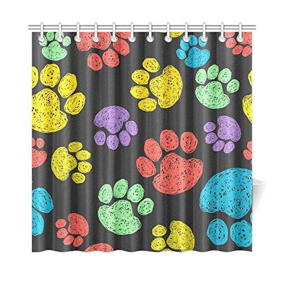 MKHERT Paw Print Shower Curtain Home Decor Bathroom Shower Curtain 66x72 inch