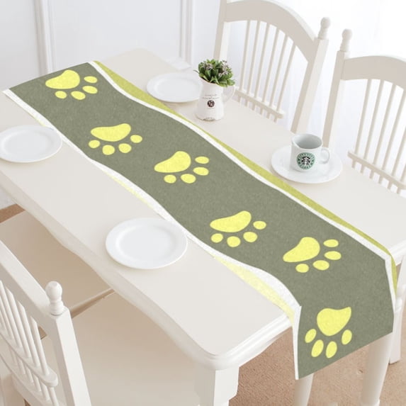 MKHERT Paw Striped Table Runner for Office Kitchen Dining Wedding Party Home Decor 14x72 inch