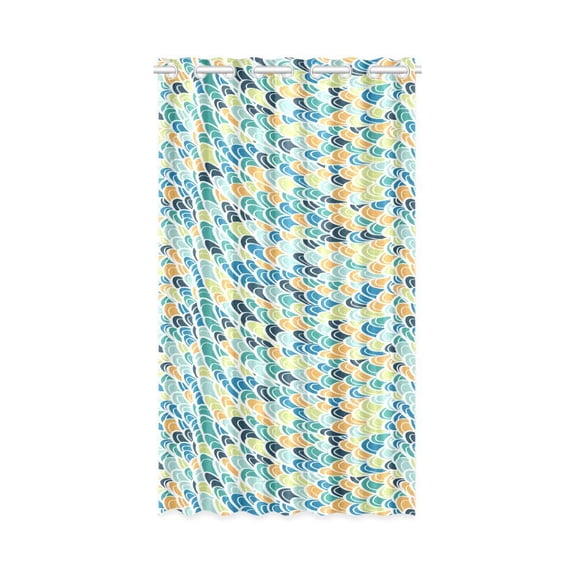 MKHERT Peacock Colored Scales Blackout Window Curtain Drapes Bedroom Living Room Kitchen Curtains 52x84 inch