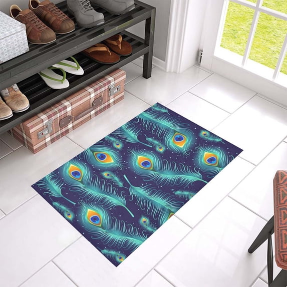 MKHERT Peacock Feather Doormat Rug Home Decor Floor Mat Bath Mat 23.6x15.7 inch