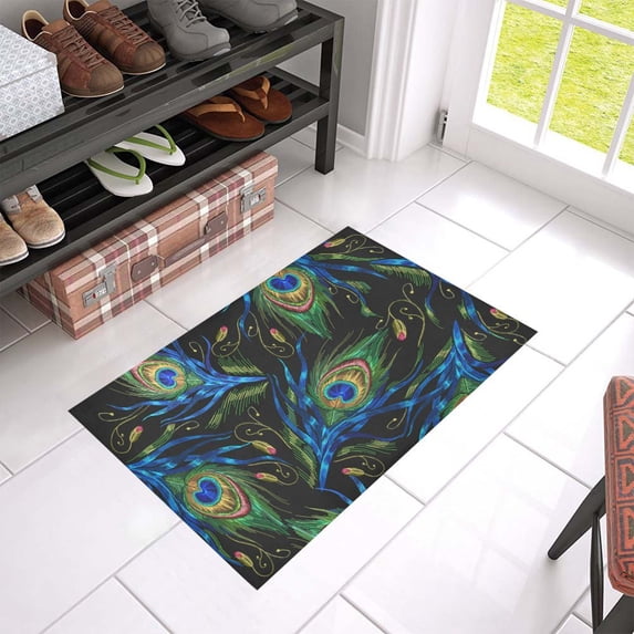 MKHERT Peacock Feather Doormat Rug Home Decor Floor Mat Bath Mat 23.6x15.7 inch