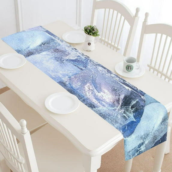 MKHERT Penguin on the Ice Table Runner for Wedding Party Banquet Decoration 16x72 inch