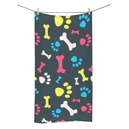 MKHERT Pet Footprints Pattern Bath Towel 30x56 Inches Bathroom Towel Beach Sunbath