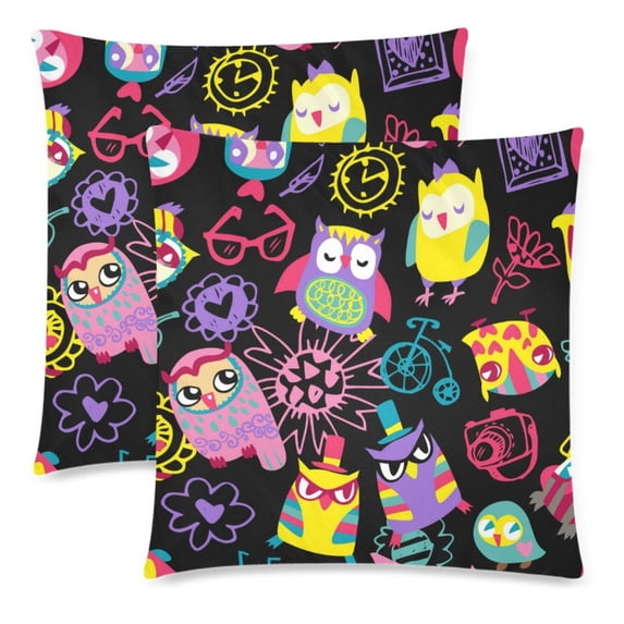 MKHERT Pillow Cover Cute Bird Owl Pillowcase Pillow Protector Cushion Cover 18x18 inch,Set of 2