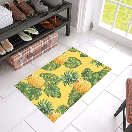 MKHERT Pinapples and Tropical Leaves Doormat Rug Home Decor Floor Mat Bath Mat 23.6x15.7 inch