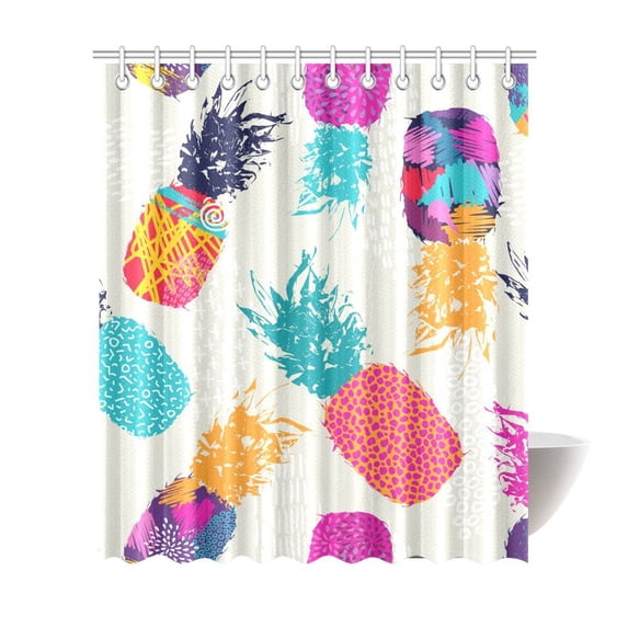 MKHERT Pineapple Fruit Polyester Fabric Shower Curtain 60x72 inch