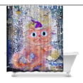 thumbnail image 1 of MKHERT Pink Cat with Present at Winter Street Animal Painting Decor Waterproof Polyester Bathroom Shower Curtain Bath Decorations 60x72 inch, 1 of 1