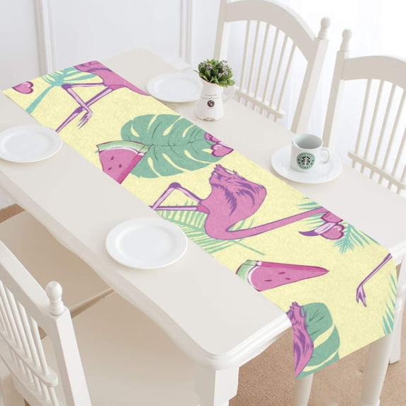 MKHERT Pink Flamingo Table Runner for Kitchen Wedding Party Home Decor 14x72 inch