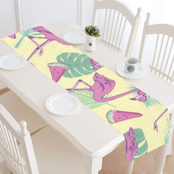 MKHERT Pink Flamingo Table Runner for Kitchen Wedding Party Home Decor 16x72 inch