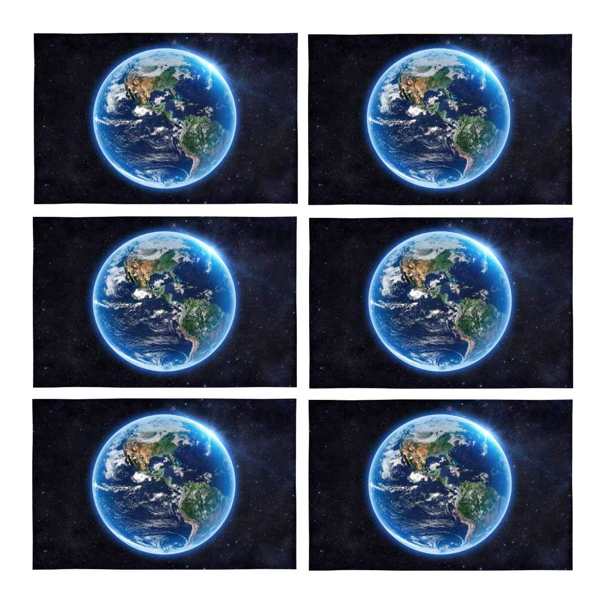 MKHERT Planet Earth Outer Space Placemats Table Mats for Dining Room ...