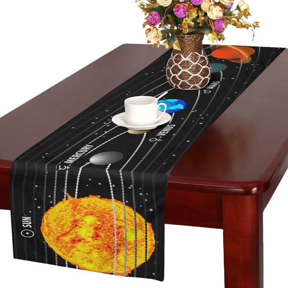 MKHERT Planet of Solar System With Astronomical Table Runner For Wedding Party Decoration Kitchen Decor Decoration 16x72 inch