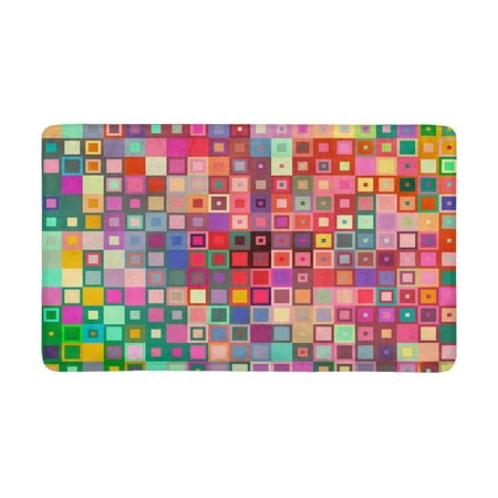 MKHERT Rainbow Like Colorful Design with Geometrical Details Squares with Dots Doormat Rug Home Decor Floor Mat Bath Mat 30x18 inch