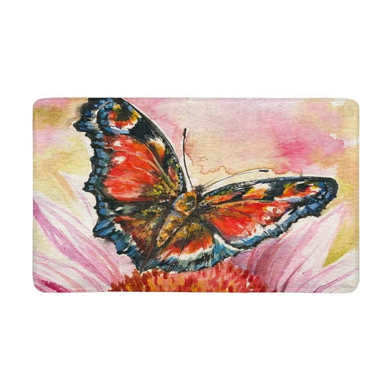 MKHERT Red Butterfly on Coneflower Echinacea Purpurea Flower Doormat Rug Home Decor Floor Mat Bath Mat 30x18 inch