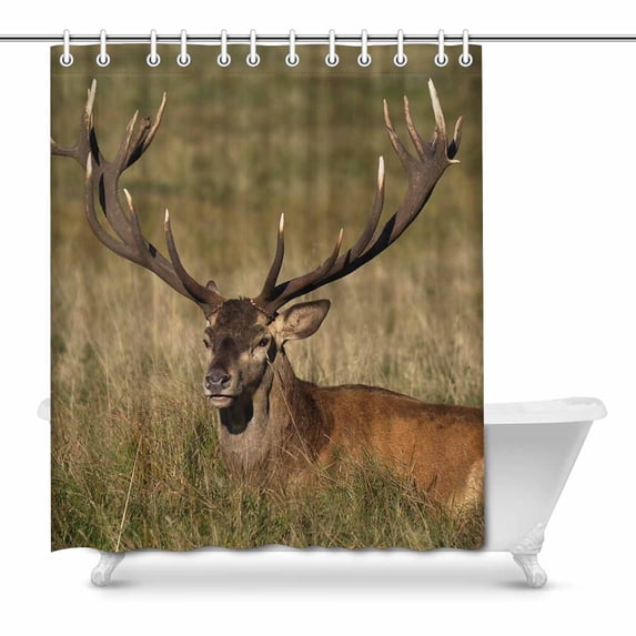 MKHERT Red Deer Old Stag Countryside Rural Hunting Theme Home Decor Waterproof Polyester Bathroom Shower Curtain Bath Decorations 66x72 inch