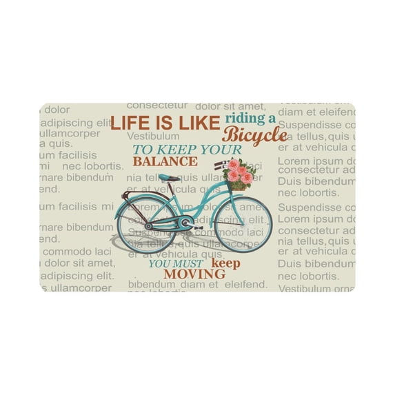 MKHERT Retro Bicycle with Inspirational Quote in Newspaper Doormat Rug Home Decor Floor Mat Bath Mat 30x18 inch