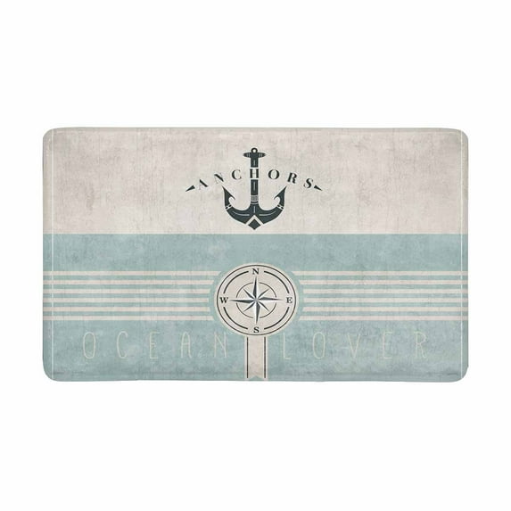 MKHERT Retro Nautical Anchor and Compass Ocean Lover Doormat Rug Home Decor Floor Mat Bath Mat 30x18 inch