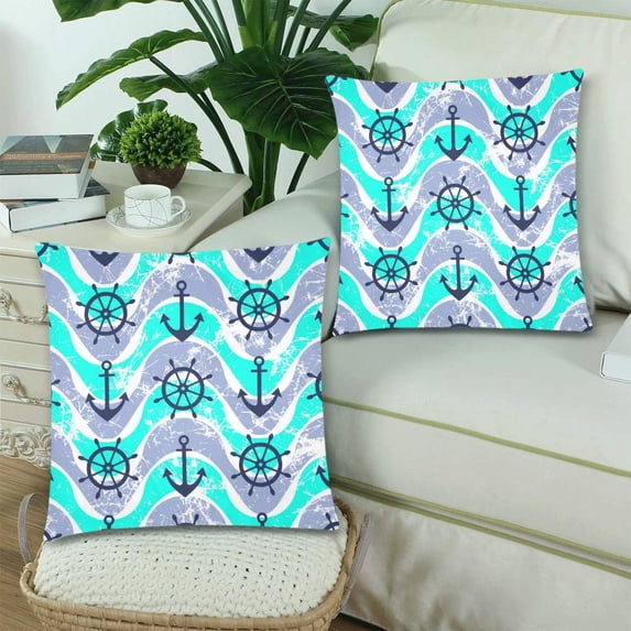 MKHERT Retro Nautical Pattern Pillowcase Pillow Protector Cushion Cover 20x30 inch,Set of 2