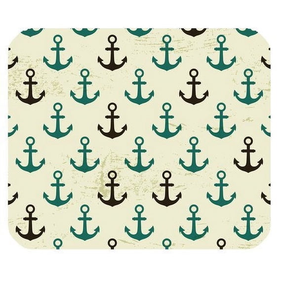 MKHERT Retro Navy Sailor Nautical Chevron Anchor Rectangle Mousepad Mat For Mouse Mice Size 9.84x7.87 inches