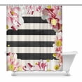 thumbnail image 1 of MKHERT Retro Peony Flowers with Polka Dots with Stripes Waterproof Shower Curtain Decor Fabric Bathroom Set 60x72 inch, 1 of 1