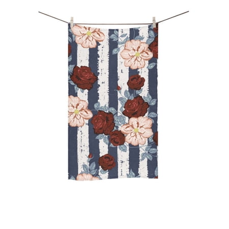 MKHERT Retro Seamless Floral Pattern with Roses Bath Towel Shower Towel Wash Cloth Face Towels 16x28 inches