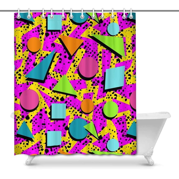 MKHERT Retro Vintage 80s Memphis Fashion Style Seamless Pattern Home Decor Waterproof Polyester Fabric Shower Curtain Bathroom Sets Hooks 66x72 inch