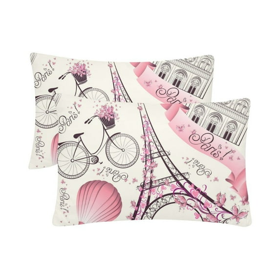 MKHERT Romantic Paris Pillowcase Pillow Protector Cushion Cover 20x30 inch,Set of 2