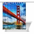 thumbnail image 1 of MKHERT San Francisco Golden Bridge Painting California USA Waterproof Shower Curtain Decor Fabric Bathroom Set 60x72 inch, 1 of 1
