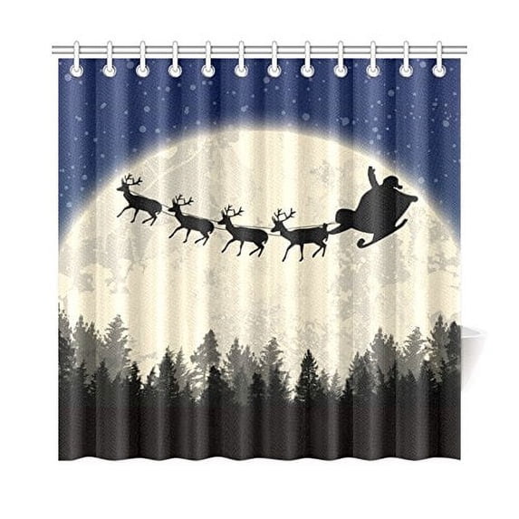 MKHERT Santa Sleigh Full Moon Shower Curtain Home Decor Bathroom Shower Curtain 66x72 inch
