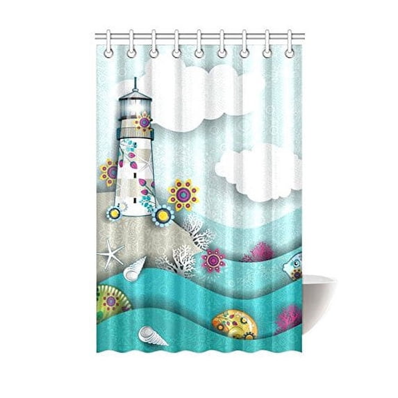 MKHERT Sea Landscape With Boat Polyester Fabric Bathroom Shower Curtain 48x72 inch