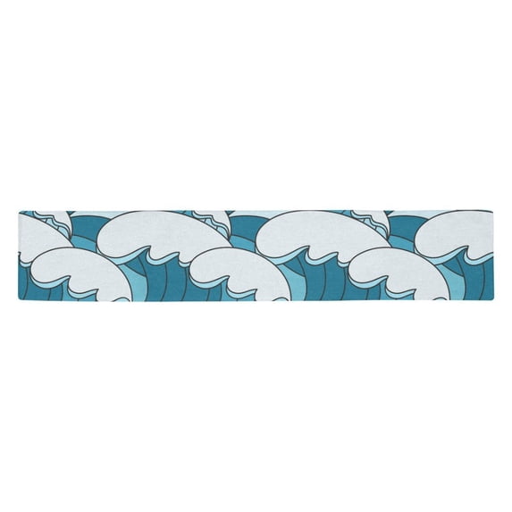 MKHERT Sea Waves Table Runner for Wedding Party Banquet Decoration 14x72 inch