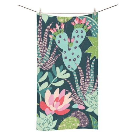 MKHERT Seamless Pattern With Succulents And Cactuses Bath Towel Shower Towel Wash Cloth Face Towels 16x28 Inches