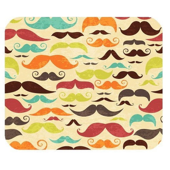 MKHERT Seamless Pattern with Colorful Mustaches Rectangle Mousepad Mat For Mouse Mice Size 9.84x7.87 inches