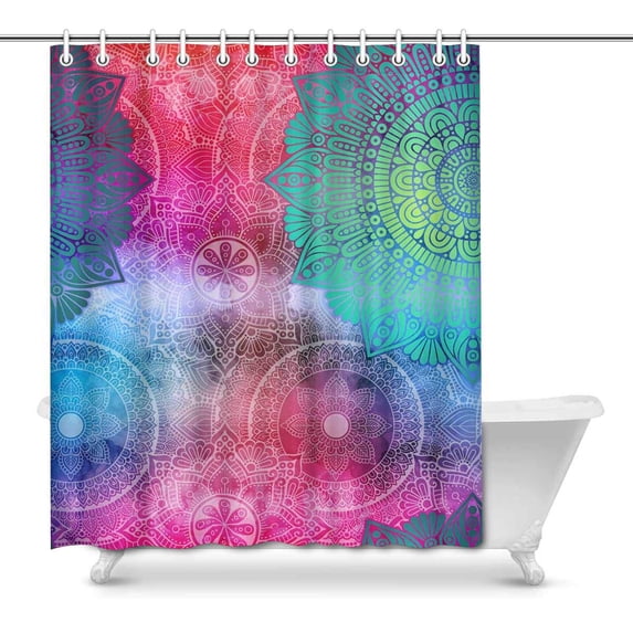 MKHERT Seamless Tile with Mandalas Vintage Arabic Decorative Elements Home Decor Waterproof Polyester Fabric Shower Curtain Bathroom Sets 66x72 inch