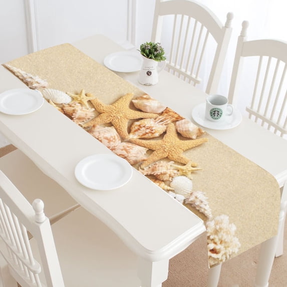 MKHERT Seashells Seashore Beach Table Runner for Office Kitchen Dining Room Wedding Party 16x72 inch