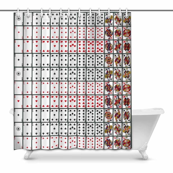 MKHERT Set of Poker Cards French Playing Cards Decor Waterproof Polyester Fabric Shower Curtain Bathroom Sets 60x72 inch