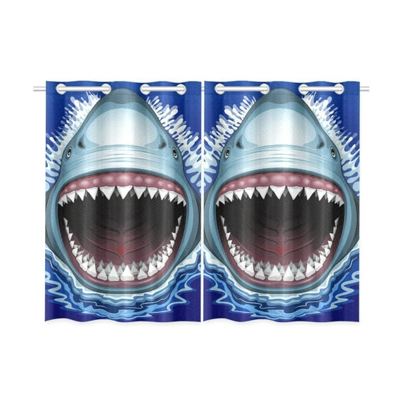 MKHERT Shark Jaws Window Curtain Kitchen Curtains Window Treatments 26x39 inch,Set of 2