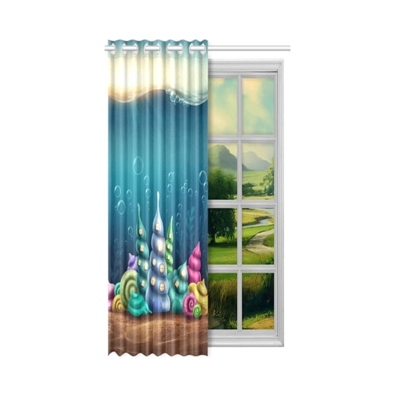 MKHERT Shell Houses Thermal Insulated Blackout Window Curtain Kitchen Curtain 52x84 inch