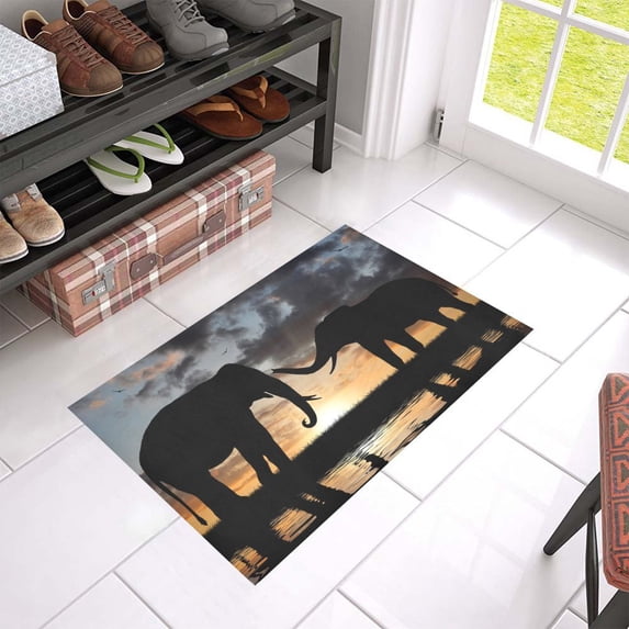 MKHERT Silhouette Elephant Doormat Rug Home Decor Floor Mat Bath Mat 23.6x15.7 inch