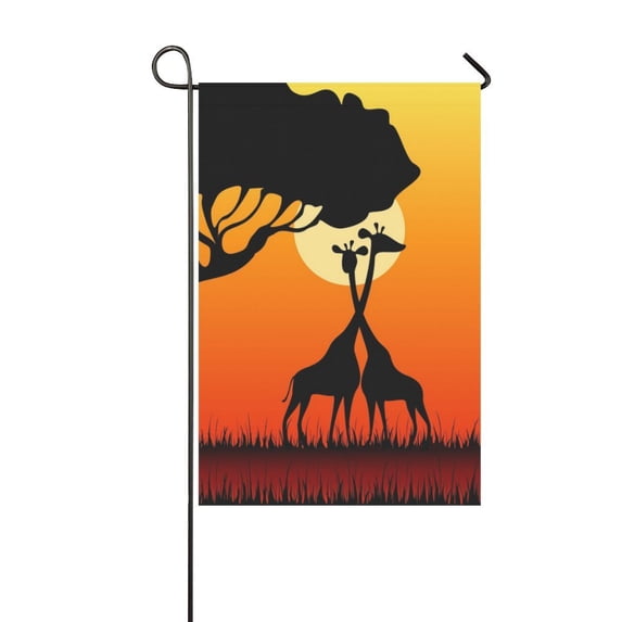 MKHERT Silhouettes Of Giraffes Garden Flag Banner Decorative Flag for Wedding Party Yard Home Outdoor Decor 12x18 inch