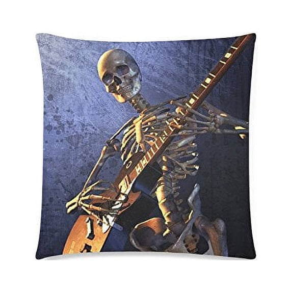 MKHERT Skeleton Guitar Throw Pillowcase Pillow Cover Cushion Couver 18x18 inch