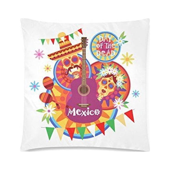 MKHERT Skull Day of Dead Throw Pillowcase Pillow Cover Cushion Couver 18x18 inch